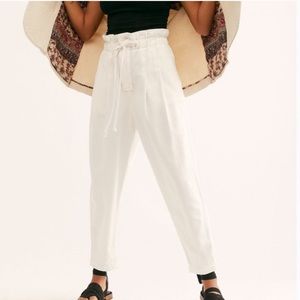 Free People Margate High Rise Paper Bag Waist Crop Trousers M
